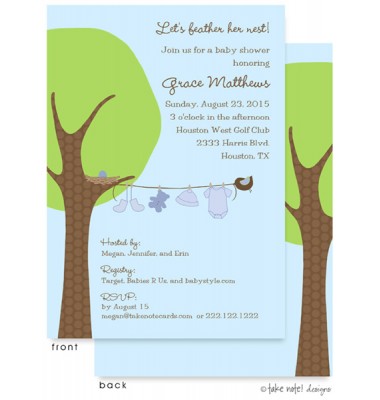 Baby Shower Invitations, Little Boy Clothes Line, take note! designs